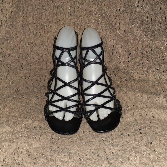 VIA SPIGA-V-LIV-Black Leather Strappy/Ankle Strap Sandal-Sz 8M-Near Mint - Picture 3 of 8